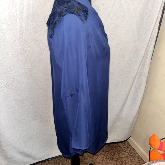 Rue21 Navy Blouse with  Crochet Lace Accents - Picture 4 of 9